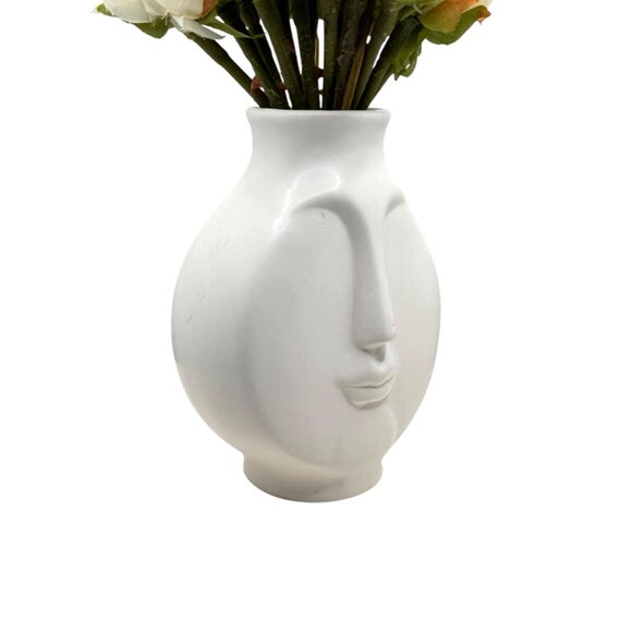 Modern White Ceramic Face Vase - Picture 3 of 9